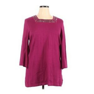Style & Co pink sweater dress studded XL